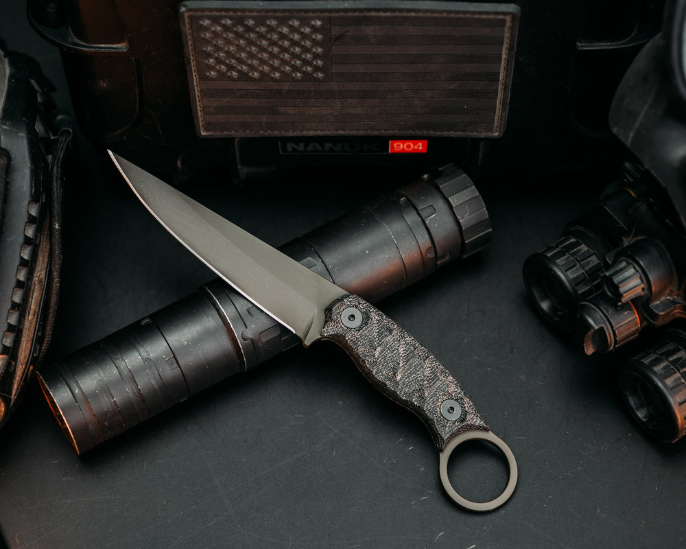 Osoraku 4"- Black Canvas Micarta, OD Green Cerakote, Allen Bolts, Chaos Grip