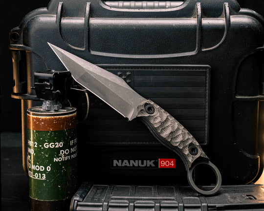 Ringed Tac Tanto- OD Green Canvas Micarta, Allen Bolts, Textured Grip