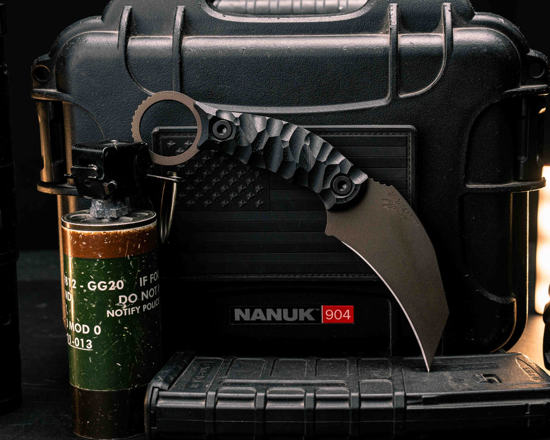 Karambito- Black G10, Midnight Bronze Cerakote, Allen Bolts, Textured Grip
