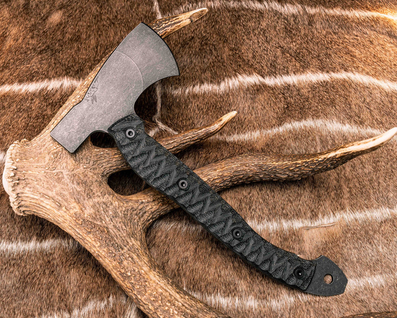 Camp Hatchet- Black Canvas Micarta, Allen Bolts, Textured Grip