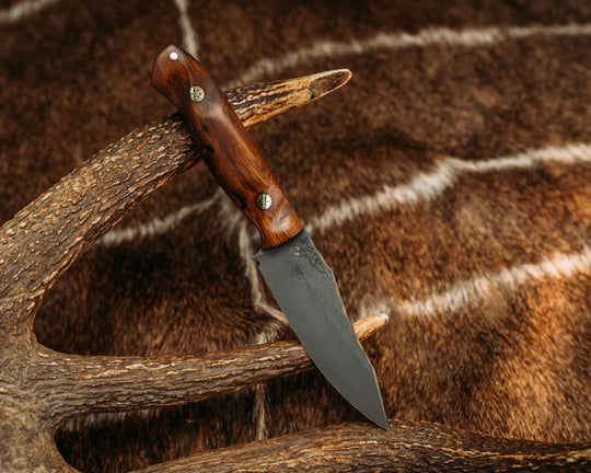 Field Knife Jr - Desert Ironwood, Mosaic Pins, 1/8" Brass Pin, Contoured Grip