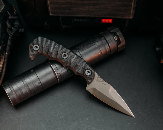 3" HUMINT - Black G10, OD Green Cerkoate, Allen Bolts, Chaos Grip.