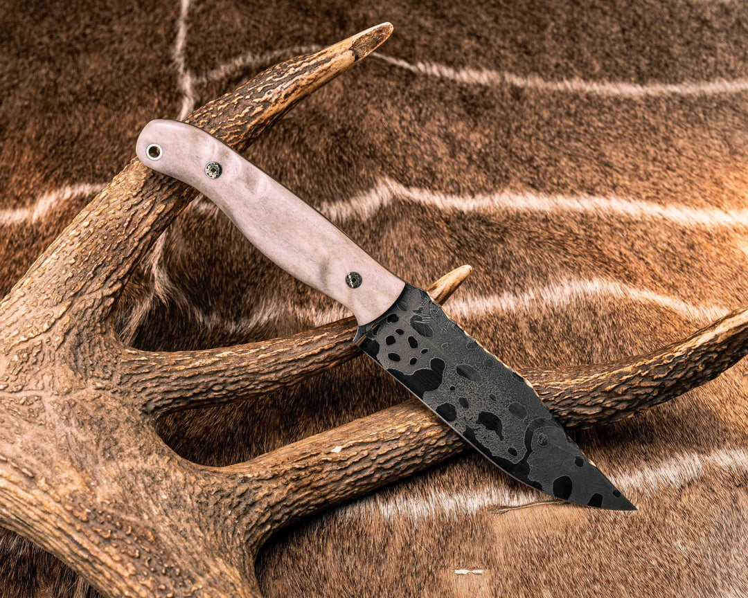 Crow Scout- Elk Antler, Mosaic Pins, Aluminum Lanyard Pin, Textured Grip