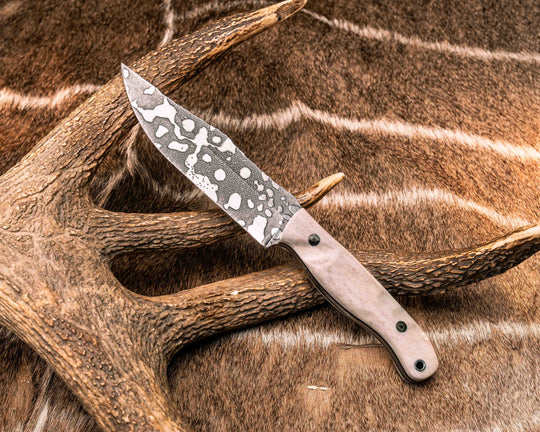Crow Scout- Elk Antler, Mosaic Pins, Aluminum Lanyard Pin, Textured Grip
