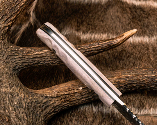 Crow Scout- Elk Antler, Mosaic Pins, Aluminum Lanyard Pin, Textured Grip