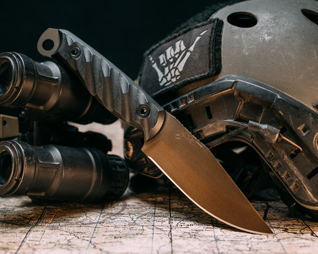 Crow Jr- Black G10, Midnight Bronze Cerakote, Allen Bolts, Iron Grip