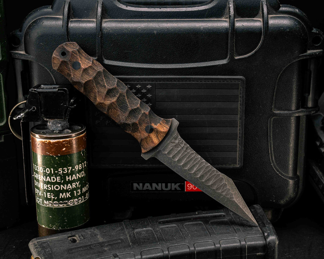 Combat Dirt Nap- Bead Blasted Rustic Finish Desert Ironwood, CF Pins, CF Lanyard Pin, Textured Grip