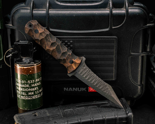 Combat Dirt Nap- Bead Blasted Rustic Finish Desert Ironwood, CF Pins, CF Lanyard Pin, Textured Grip