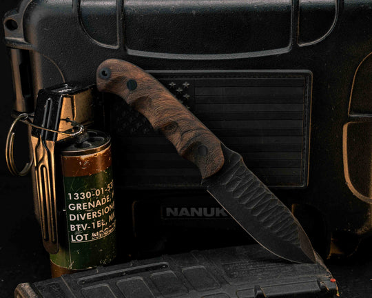 Disaster Cub- Bead Blasted Rustic Finish Desert Ironwood, CF Pins, CF Lanyard Pin, Textured Grip