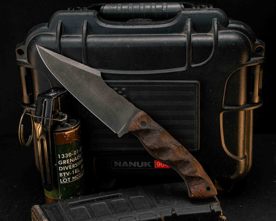 Widow Maker - Bead Blasted Rustic Finish Desert Ironwood, CF Pins, CF Lanyard Pin, Textured Grip