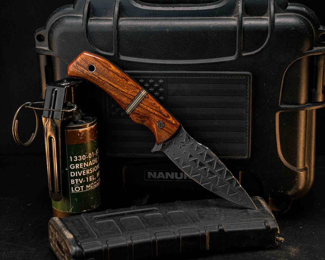 Ishi- Desert Ironwood, Black G10, Copper, OD Green G10, White G10 and Brass Split, Mosaic Pin, Copper Lanyard Pin, Textured Grip