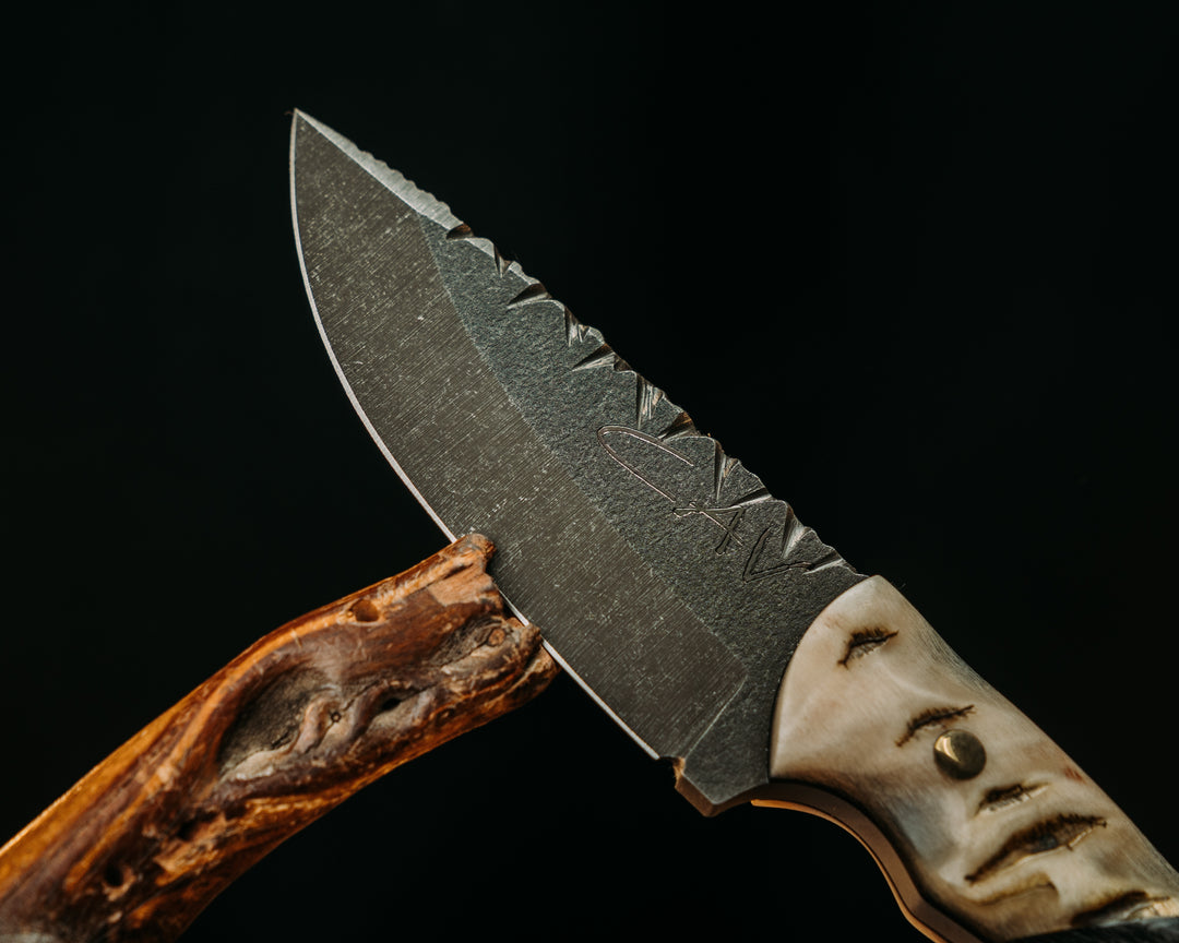 Cavner- Ram's Horn, Carbon Fiber, Brass Pins, Brass Lanyard Pin, Textured Grip