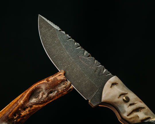 Cavner- Ram's Horn, Carbon Fiber, Brass Pins, Brass Lanyard Pin, Textured Grip
