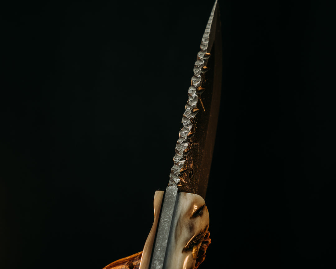 Cavner- Ram's Horn, Carbon Fiber, Brass Pins, Brass Lanyard Pin, Textured Grip