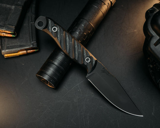 Crow Jr- Black G10, Armor Black Cerakote, Allen Bolts, Iron Grip