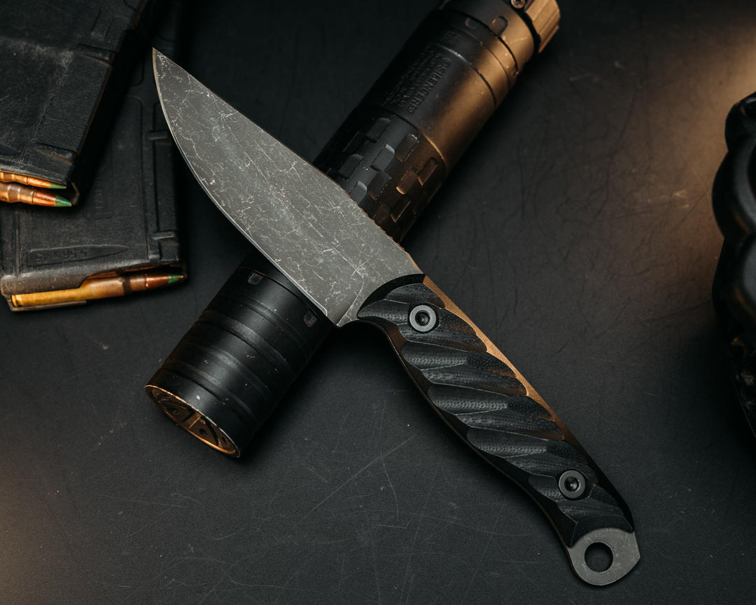 Crow Jr- Black G10, Allen Bolts, Iron Grip