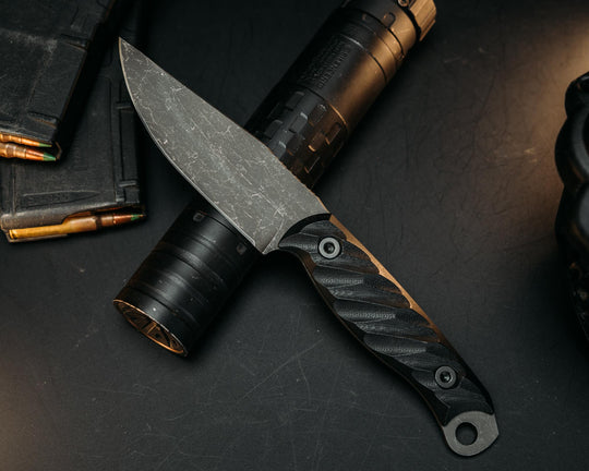 Crow Jr- Black G10, Allen Bolts, Iron Grip