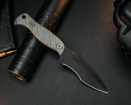 Extremis MK1 - Grey with Ruby Redline G10, Armor Black Cerakote, Allen Bolts, Iron Grip