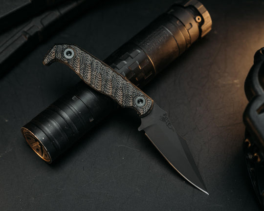 Custom EDC - Black Canvas Micarta, Armor Black Cerakote, Allen Bolts, Chaos Grip