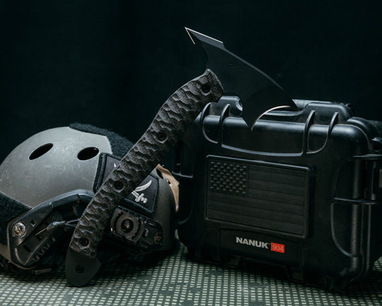 Crescent Hawk- Black and OD Green G10, Armor Black Cerakote, Allen Bolts, Chaos Grip, Open Teng
