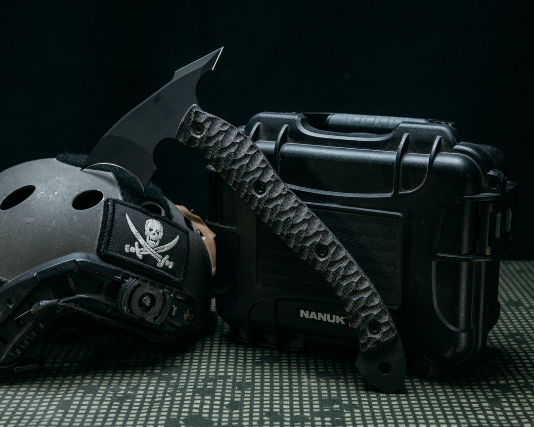 Crescent Hawk- Black and OD Green G10, Armor Black Cerakote, Allen Bolts, Chaos Grip, Open Teng