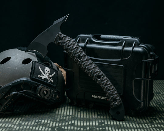 Crescent Hawk- Black and OD Green G10, Armor Black Cerakote, Allen Bolts, Chaos Grip, Open Teng