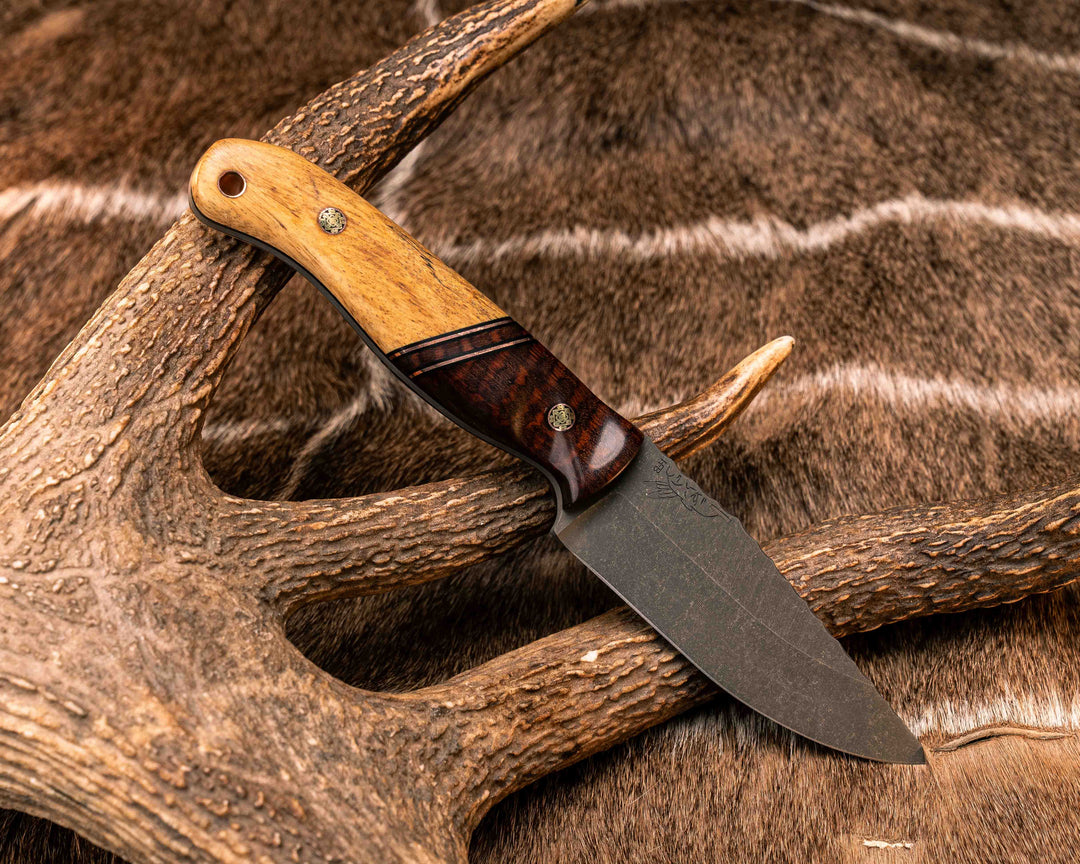 Crow Jr- Snakewood, Black G10 and Copper Pin Striping, Snakewood Split, Guava, Mosaic Pins, Copper Lanyard Pin, Textured Grip