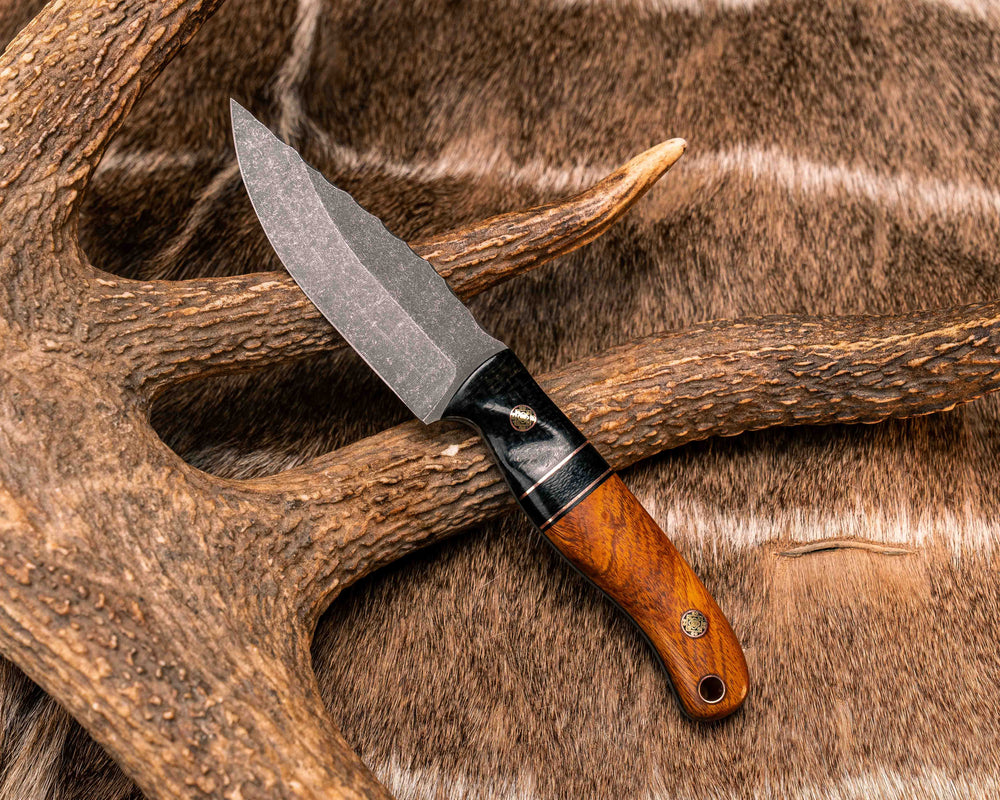 Feather Light- Black Burlap Micarta, Black G10 and Copper Pin Striping, Black Burlap Micarta Split, Desert Ironwood, Mosaic Pins, Copper Lanyard Pin, Textured Grip