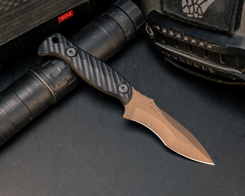 Extremis MK1 - Black G10, Midnight Bronze Cerakote, Allen Bolts, Hollow Lanyard Hole, Textured Grip