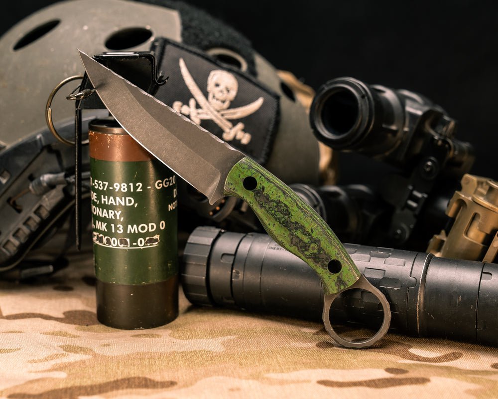 Osoraku 3" Mini- Carbon, Rubber, Burlap, Green Resin and Copper Mesh, CF Pins, Smooth Grip