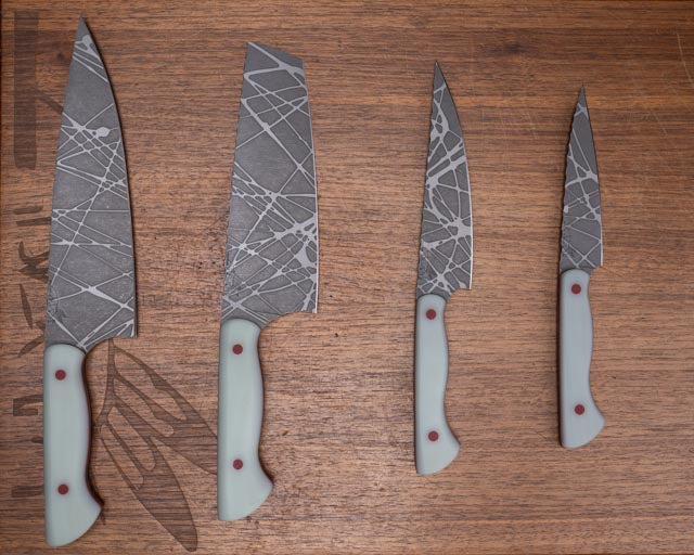 Chef Set- Jade G10, Ruby G10 Liner, Ruby G10 Pins, Smooth Grip