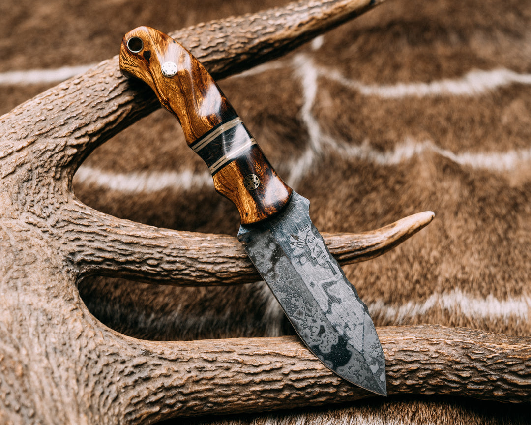 Disaster Cub- Desert Ironwood, Black G10, Coyote G10 and Brass Pin Striping, Red Dark Matter Carbon Split, Mosaic Pins, Brass Lanyard Pin, Textured Grip