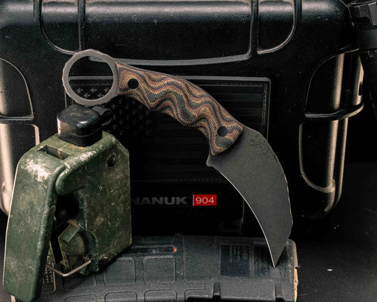 Karambito- Python Canvas Micarta, CF Pins, Textured Grip