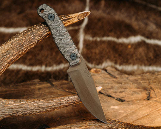 Feather Light- OD Green Burlap Micarta, Midnight Bronze Cerakote, Allen Bolts, Chaos Grip