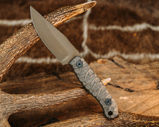 Feather Light- OD Green Burlap Micarta, Midnight Bronze Cerakote, Allen Bolts, Chaos Grip