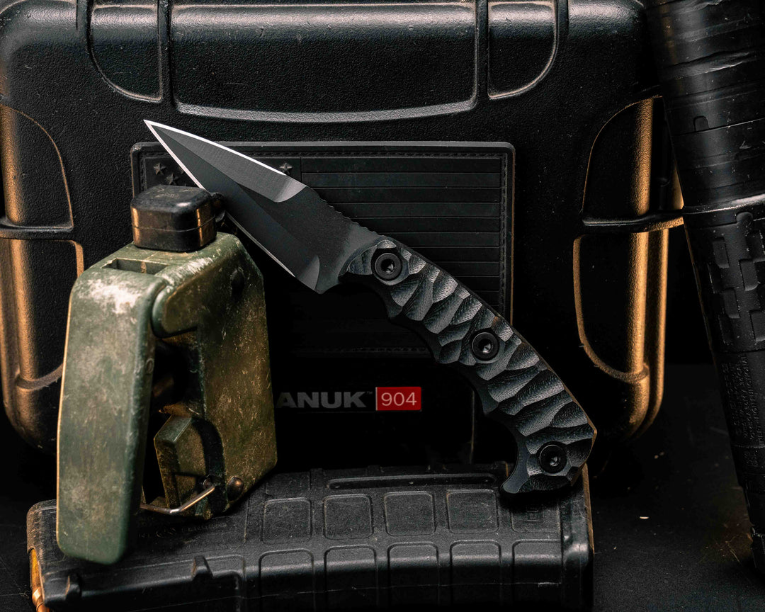 3" HUMINT - Black G10, Armor Black Cerakote, Allen Bolts, Textured Grip