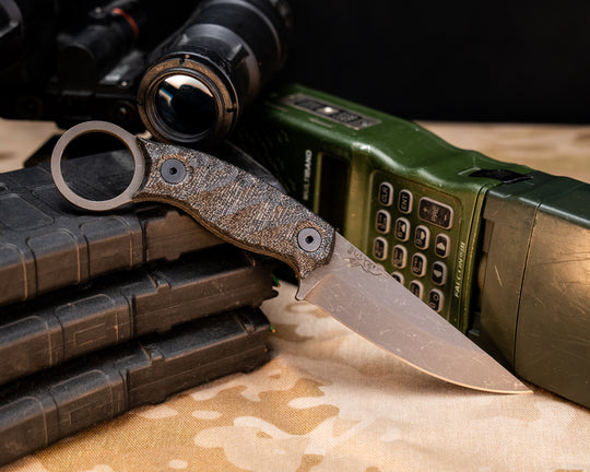 Osoraku 3"- Black Canvas Micarta, Allen Bolts, Chaos Grip