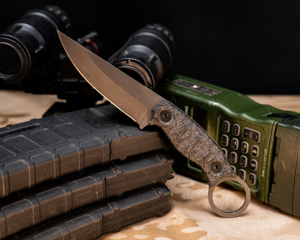 Osoraku 3"- Black Canvas Micarta, Allen Bolts, Chaos Grip
