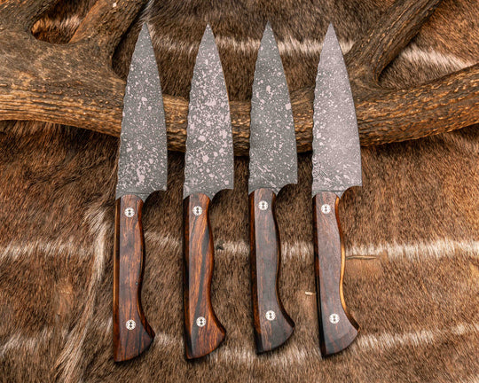Steak Knife Set (4 piece)- Desert Ironwood, Mosaic Pins, Smooth Grip