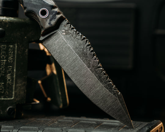 Field Breacher- Vintage American Flag Micarta and Navy S.E.A.L. AOR1 and AOR2 Cammie Micarta, Aluminum and Red Resin Hollow Pins, Textured Grip