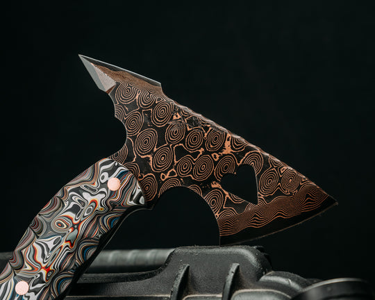 Bleeding Heart Hawk- Baker Forge Raindrop Pattern CopperMai- Jeep Fordite, Copper Pins, Copper Mosaic Pin, Textured Grip