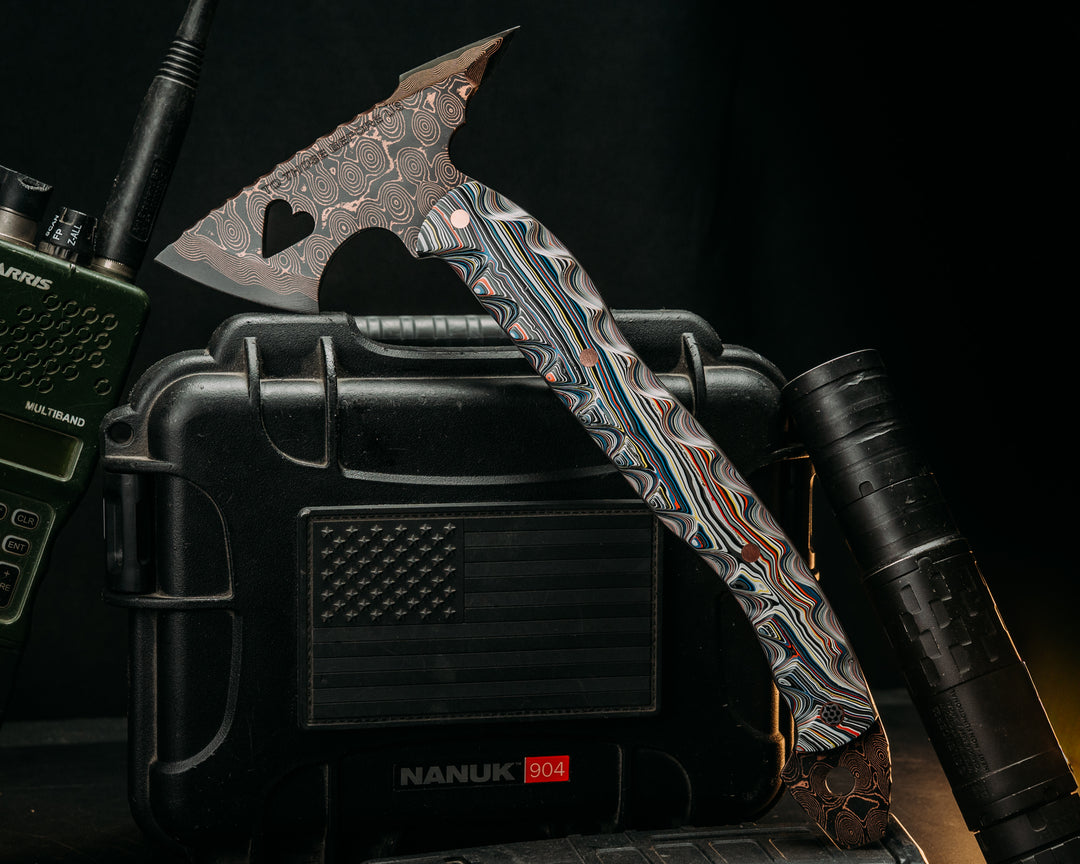 Bleeding Heart Hawk- Baker Forge Raindrop Pattern CopperMai- Jeep Fordite, Copper Pins, Copper Mosaic Pin, Textured Grip