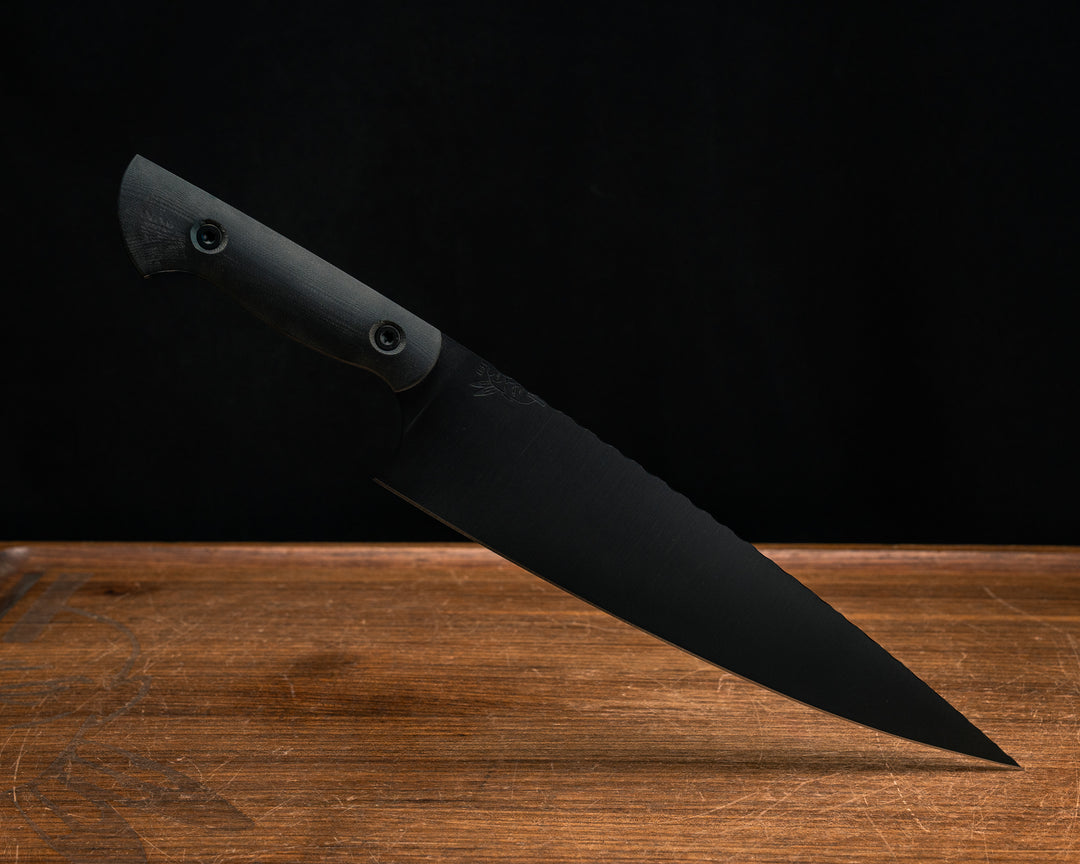 Chef Blade 10" - Black G10, Elite Black Cerakote, Allen Bolts, Smooth Grip