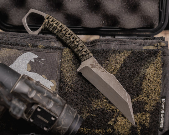 SHPOS- OD Green Paracord Wrap, Acid Etch Blade