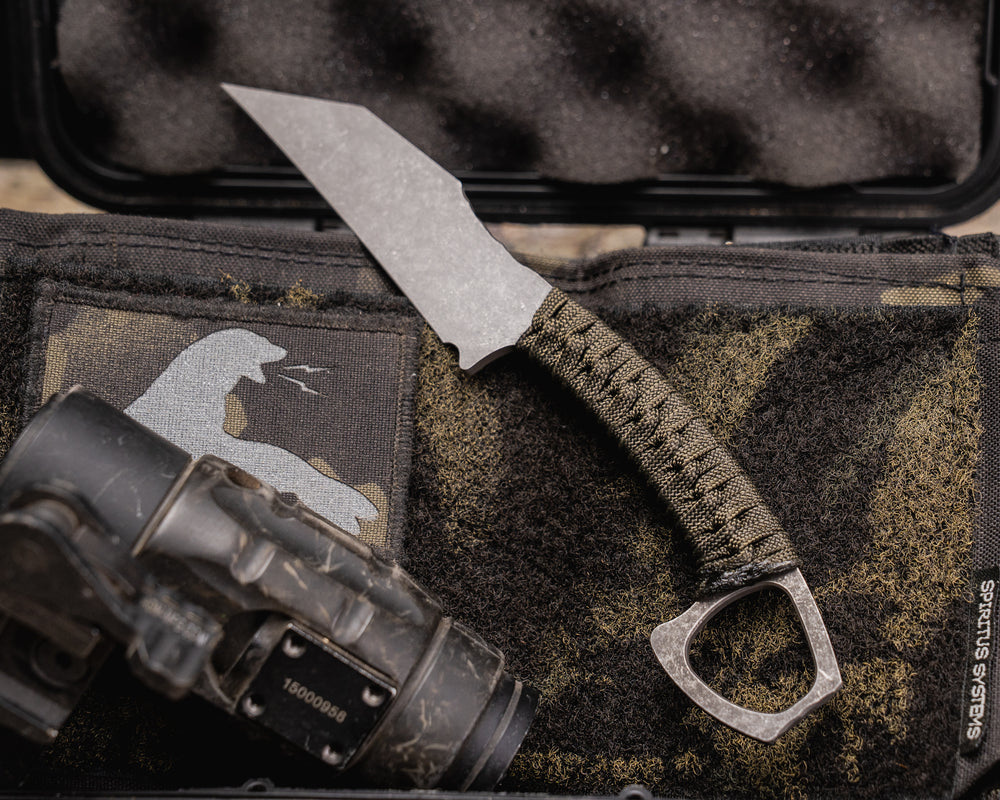 SHPOS- OD Green Paracord Wrap, Acid Etch Blade