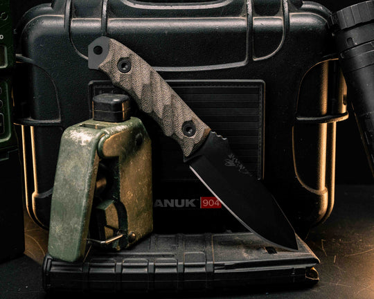 Disaster Jr - OD Green Canvas Micarta, Armor Black Cerakote, Allen Bolts, Textured Grip