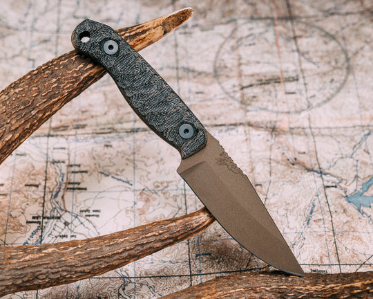 Feather Light - Black Canvas Micarta, Midnight Bronze Cerakote, Allen Bolts, Chaos Grip.