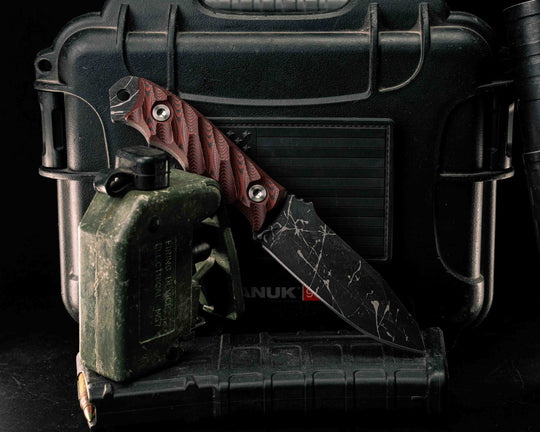 Disaster Jr- Red/Black G10, Allen Bolts, Textured Grip