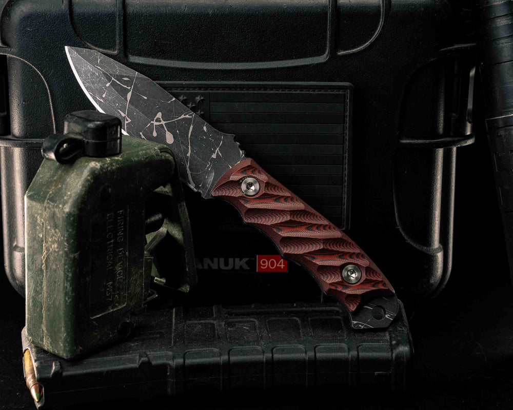 Disaster Jr- Red/Black G10, Allen Bolts, Textured Grip