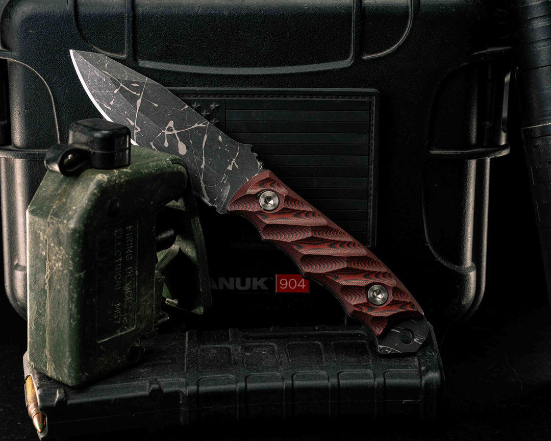 Disaster Jr- Red/Black G10, Allen Bolts, Textured Grip
